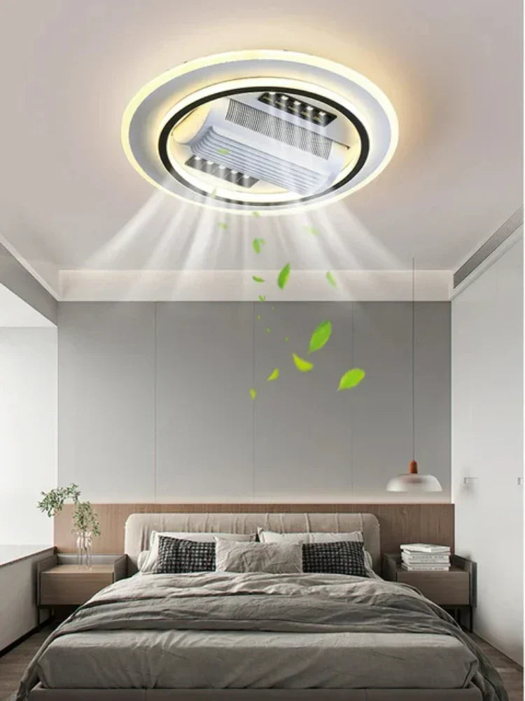 DecorBites™ Bladeless LED Ceiling Fan Light: Modern Invisible Fan Lamp for Bedroom & Living Room