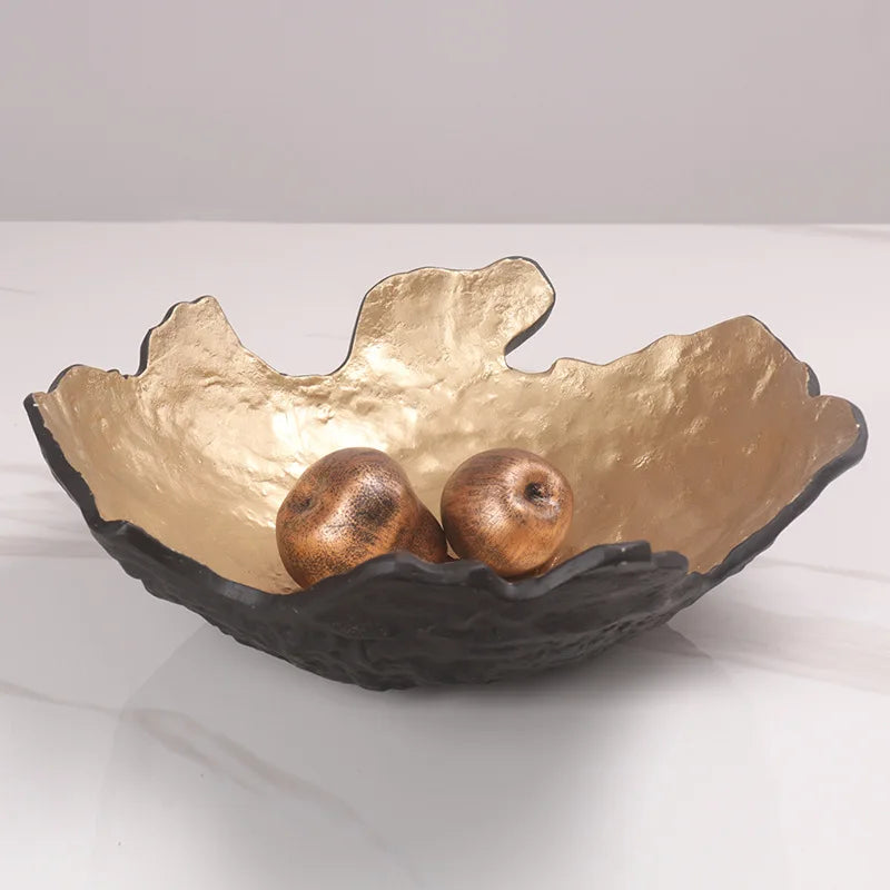 DecorBites™ Golden Resin Fruit Bowl Tray for Home Decor and Storage