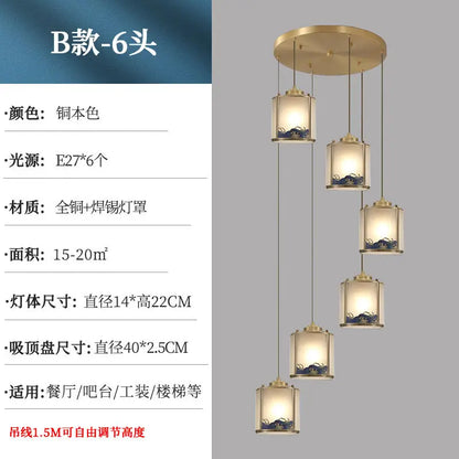 ديكوربايتس™ إضاءة مدخل نحاسية بالكامل، رأس غرفة النوم، السقف، الممر، إضاءة درج دوارة