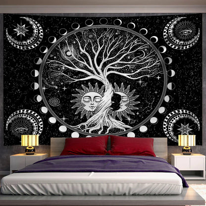 DecorBites™ Green Life Tree Tapestry Wall Hanging for Hippie Aesthetics Room Decor