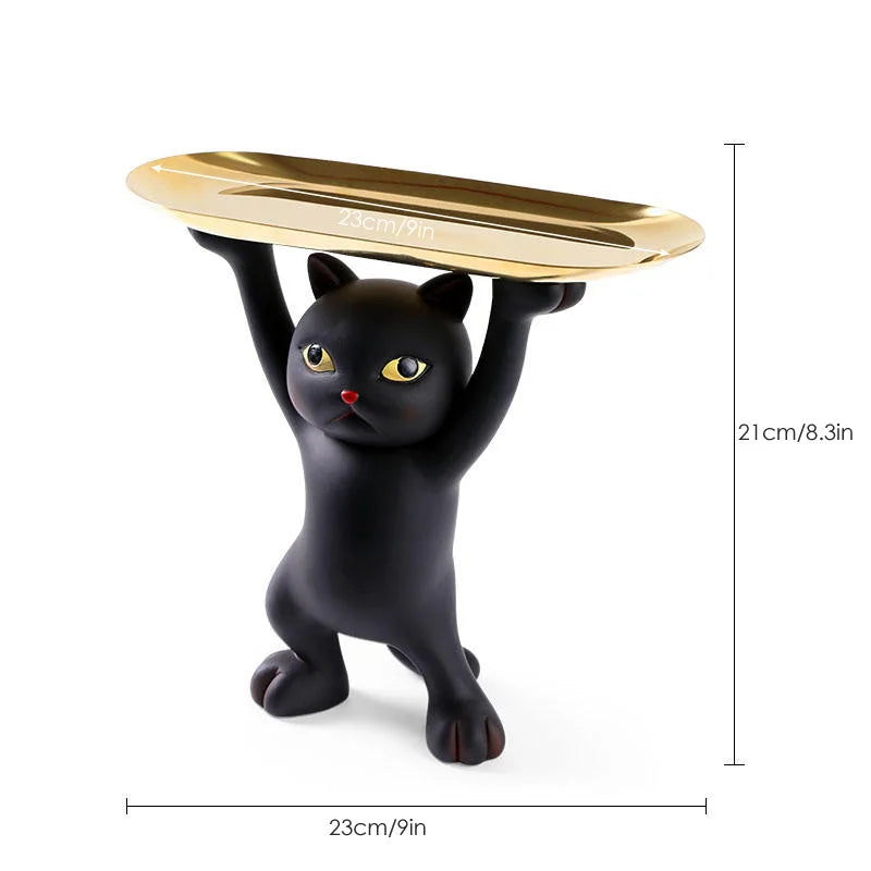 DecorBites™ Cat Tray Sculpture Home Decor Statues Office Table Desk Accessorie Storage