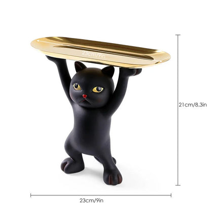 DecorBites™ Cat Tray Sculpture Home Decor Statues Office Table Desk Accessorie Storage