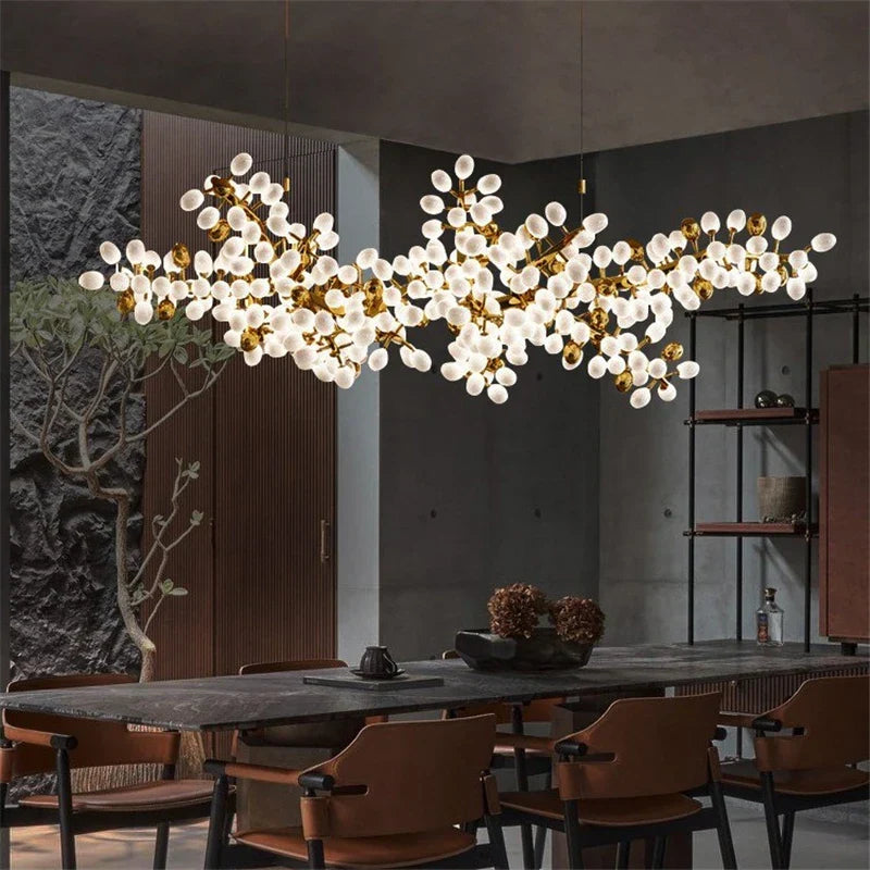 Decorbites™ Lámparas de Araña de Vidrio de Lujo de Uva Dorada para Sala de Estar y Cocina