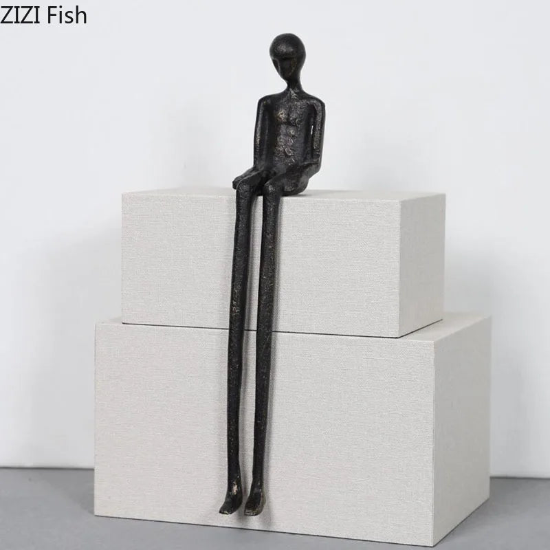 DecorBites™ Black Character Metal Statue Desk Ornament Sculpture Home Decor Figure Artwork