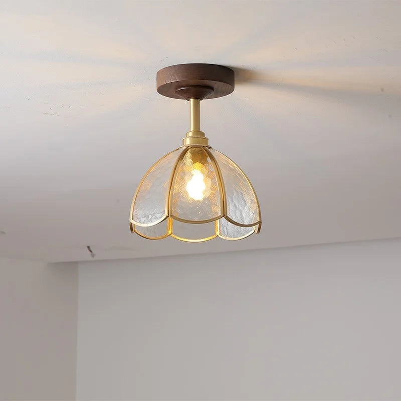 DecorBites™ LED Glass Wood Ceiling Lamp for Modern Indoor Lighting and Decoration