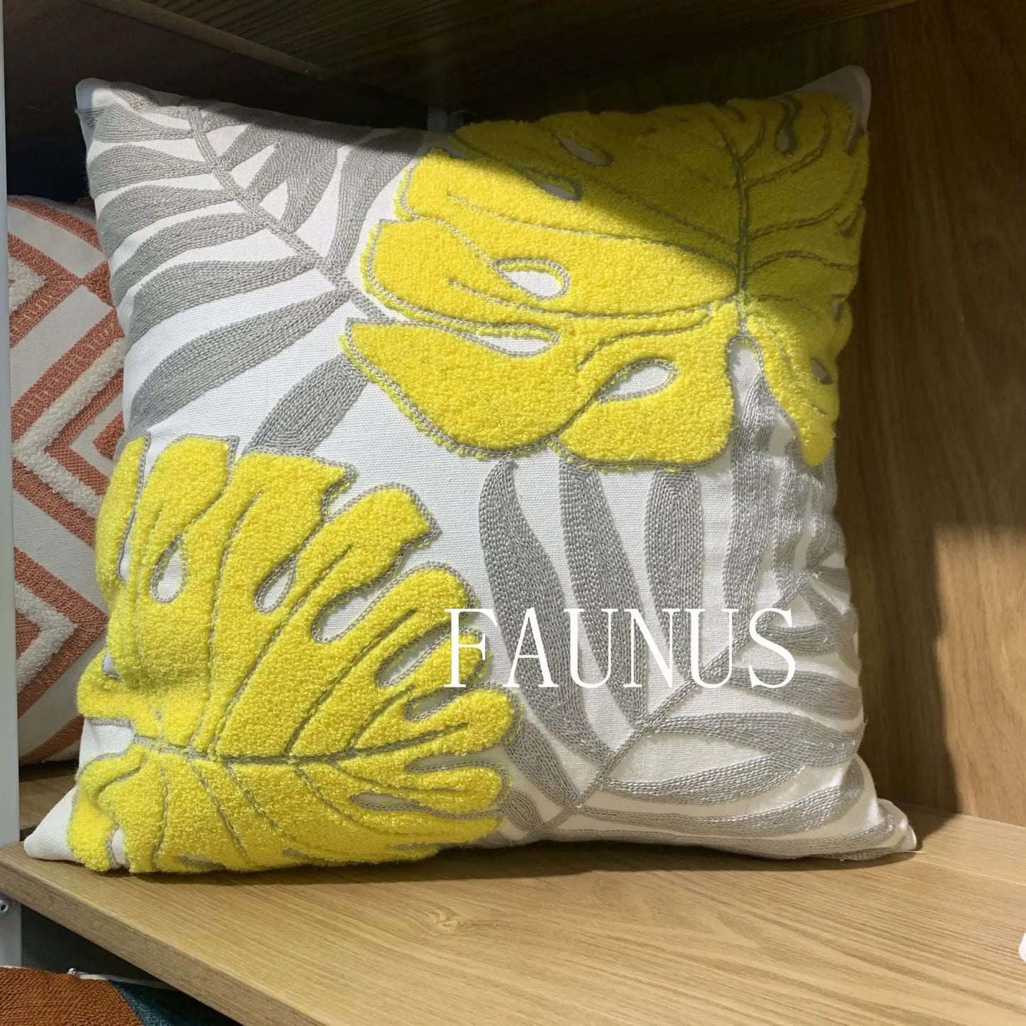 DecorBites™ Leaf Embroidered Cotton Cushion Cover Set - Home Decor Pillow Covers 45x45