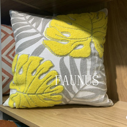 DecorBites™ Leaf Embroidered Cotton Cushion Cover Set - Home Decor Pillow Covers 45x45