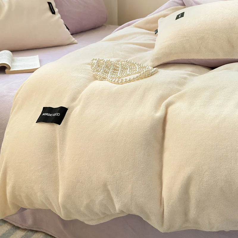 غطاء لحاف فردي مخملي بلون مرجاني من DecorBites™ لفصل الشتاء