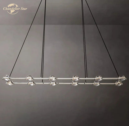 DecorBites™ Éclatant Crystal Chandelier - Luxe Rectangular Pendant Light for Home Décor