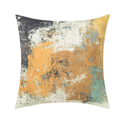 غطاء وسادة من الكتان القطني بطبعة هندسية تجريدية من DecorBites™، غطاء وسادة مزخرف على الطراز الاسكندنافي