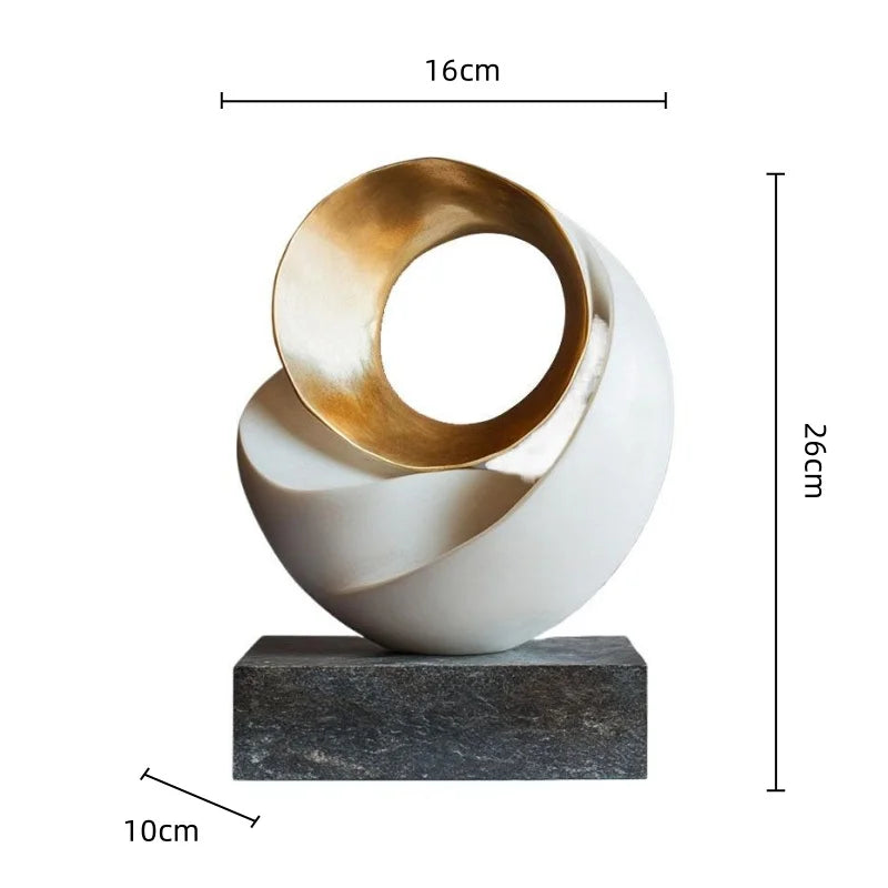DecorBites™ Gold Geometric Abstract Resin Ring Figurines for Stylish Home Decor