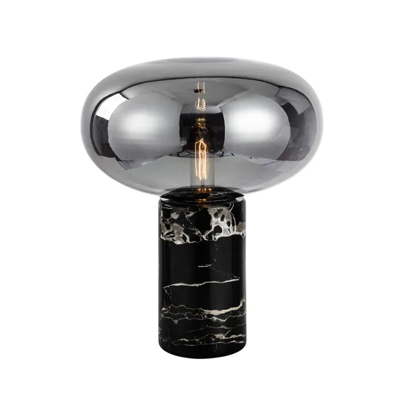 مصباح مكتبي من الرخام على شكل كرة زجاجية من DecorBites™ - تصميم عصري بسيط لغرفة النوم وغرفة المعيشة