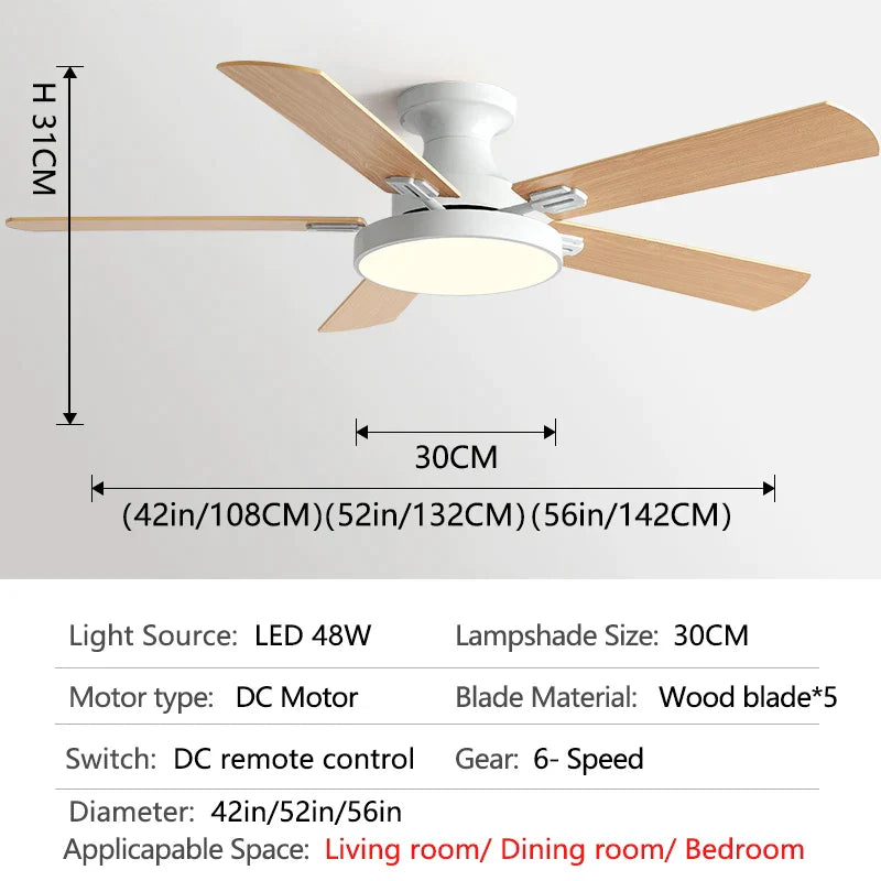DecorBites™ 56" Low Floor Ceiling Fan Light | Indoor Living Room Chandelier | Modern Design