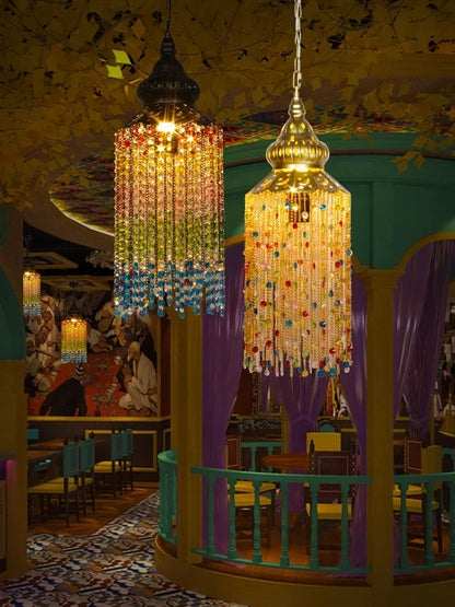 DecorBites™ Bohemian Crystal Pendant Lights LED E27 Gold/Black Cafe Bar Decor