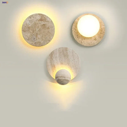 DecorBites™ LED Wall Lights Yellow Travertine Interior Home Decor Bedside Lamp