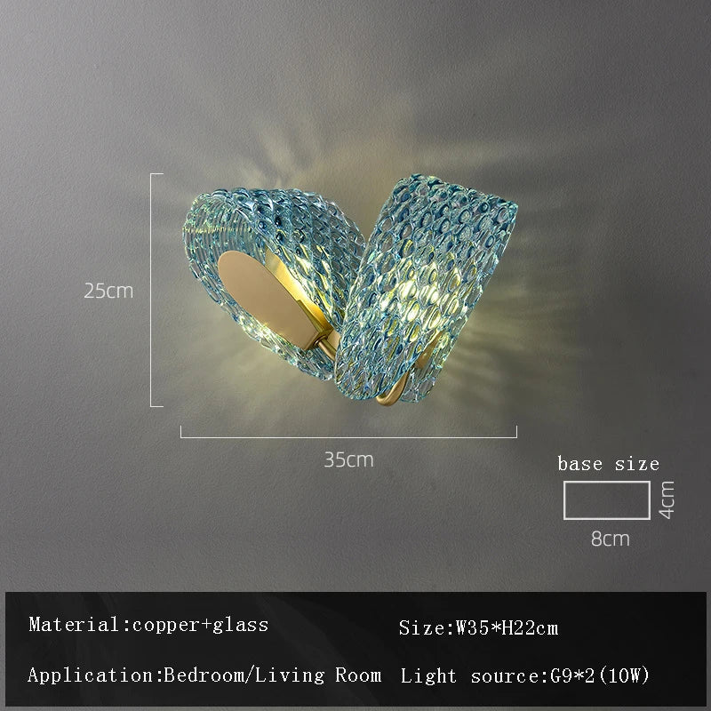 ثريا سقف زجاجية زرقاء على شكل زهرة من ديكوربايتس™، مصابيح نحاسية معلقة