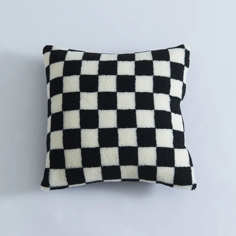 DecorBites™ Houndstooth Cushion Cover 30x50cm Black and White Bow Waist Pillow Case