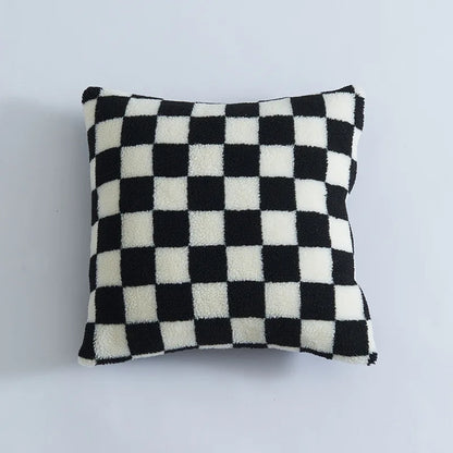 DecorBites™ Houndstooth Cushion Cover 30x50cm Black and White Bow Waist Pillow Case