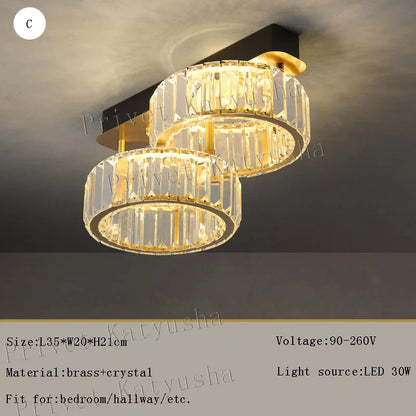 DecorBites™ Gold Crystal Copper Ceiling Lamps LED Modern Home Room Decor Lighting