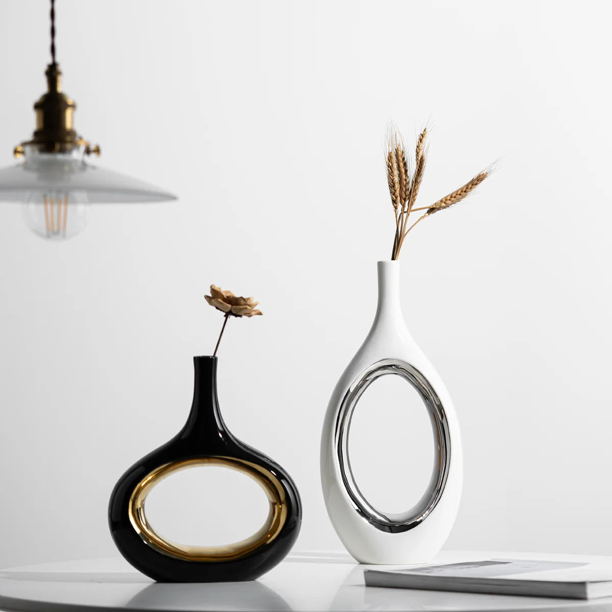 DecorBites™ Golden Flower Vase for Home Decoration and Flower Arrangement