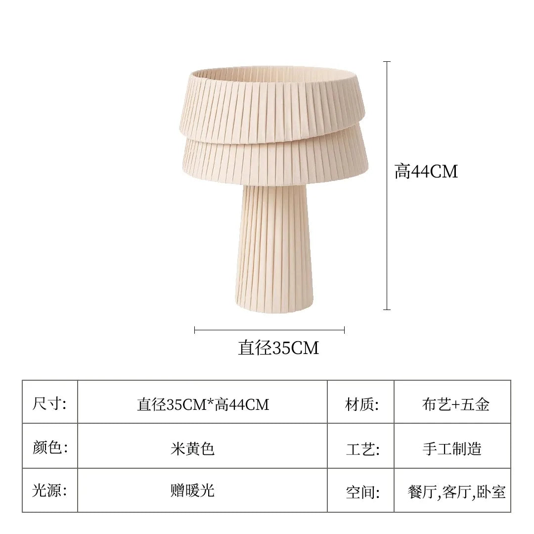 Lámpara de mesa DecorBites™ Cream Wind Mushroom con LED E27. Decoración retro para dormitorio o cafetería.