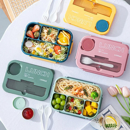 DecorBites™ Kids' 1300ML Lunch Box Set with Utensils – Microwave Safe Bento Container