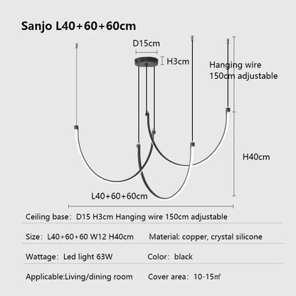 DecorBites™ Copper Chandelier: Nordic Minimalist Lines Pendant Light for Living Room Decor