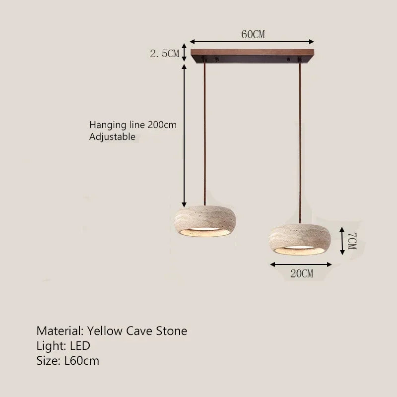 Wabi-Sabi Round Travertine Stone Pendant Light