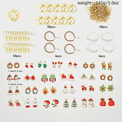 10/20/40pcs New Christmas Set Cross border Hot Selling Cartoon Dripping Oil Elk Santa Claus Christmas Tree Earrings for Women