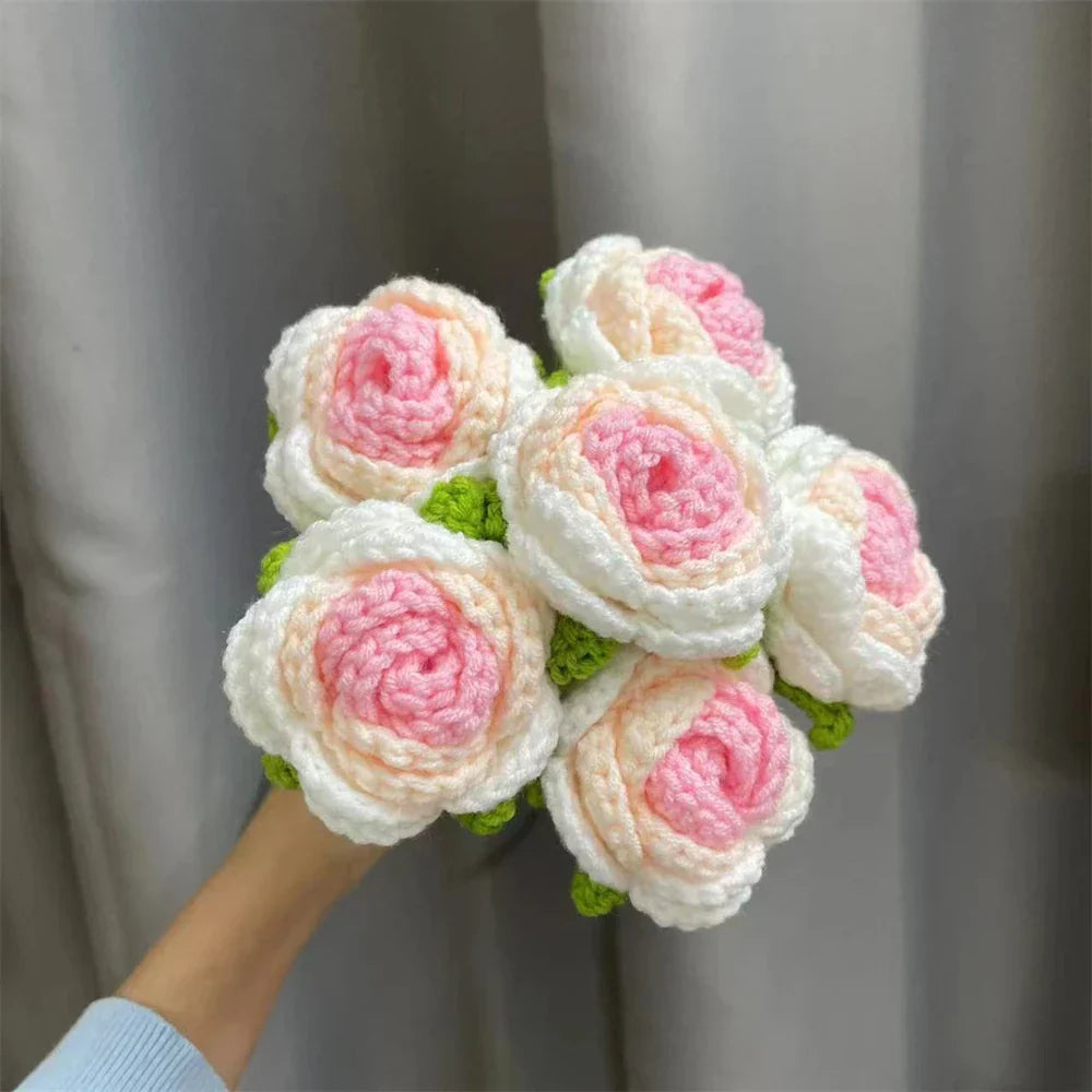 DecorBites™ Knitted Rose Bouquet DIY Crochet Wedding Mother's Day Gift