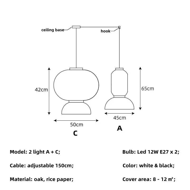 DecorBites™ Japanese Paper Pendant Lights Dining Room Chandelier