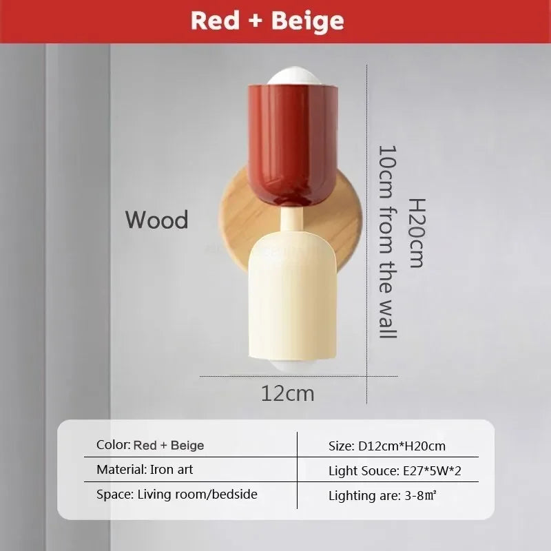 Lámpara de pared de madera con cremallera color crema DecorBites™: Diseño nórdico minimalista para iluminación de dormitorio y sala de estar