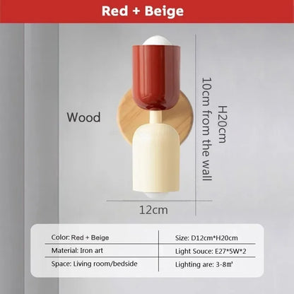 Lámpara de pared de madera con cremallera color crema DecorBites™: Diseño nórdico minimalista para iluminación de dormitorio y sala de estar