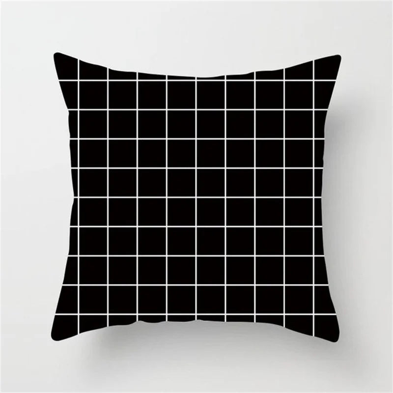 DecorBites™ Heart Stripe Pillow Cases | Black & White Polyester Cushion Covers