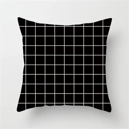 DecorBites™ Heart Stripe Pillow Cases | Black & White Polyester Cushion Covers
