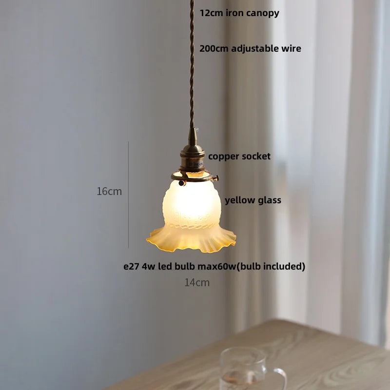 DecorBites™ Green Glass LED Pendant Lights, Adjustable Nordic Modern Hang Lamp for Bedroom, Kitchen, Hotel