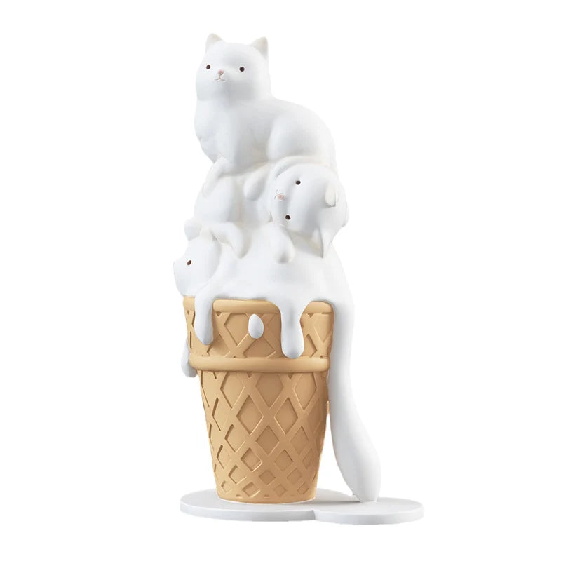 DecorBites™ Ice Cream Cat Sculpture Resin Figurine Modern Home Decor Creative Animal Figure