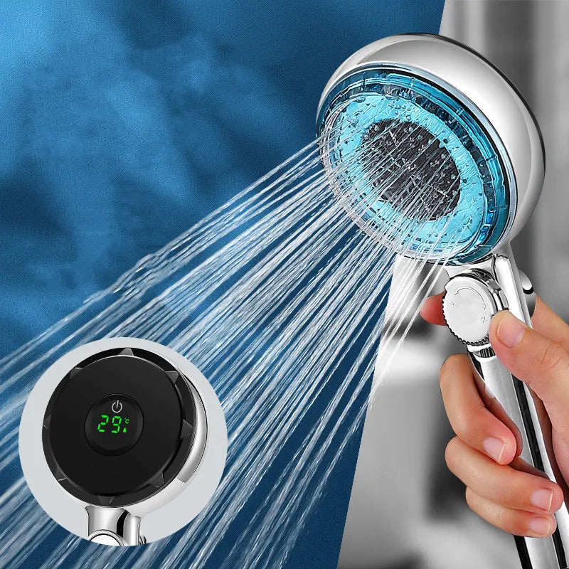 DecorBites™ LED Filtered Shower Head with Digital Display - High Pressure Water Saving