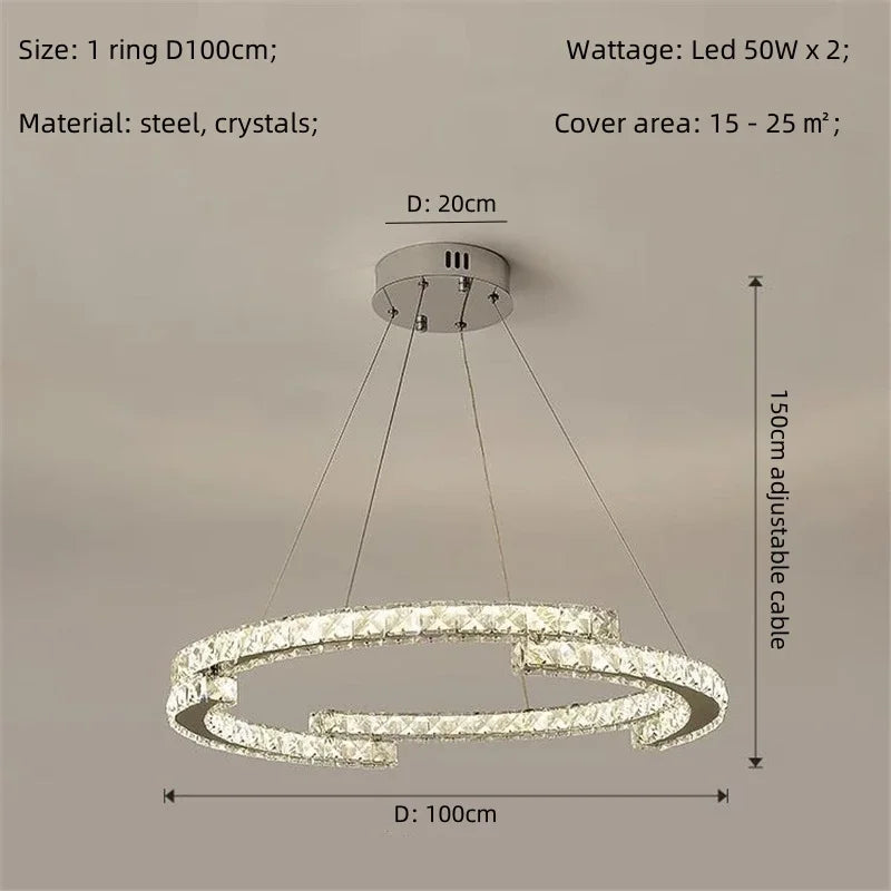 DecorBites™ Crystal LED Chandelier Pendant Light Modern Luxury Foyer Ceiling Lamp