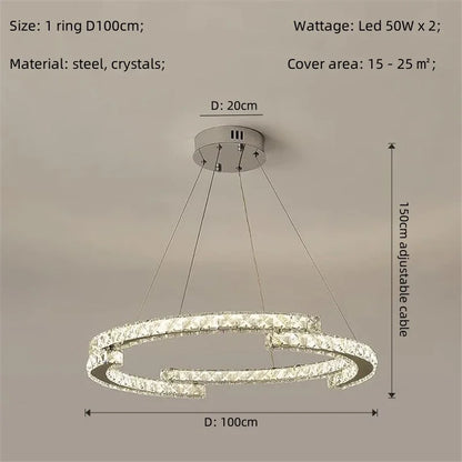 DecorBites™ Crystal LED Chandelier Pendant Light Modern Luxury Foyer Ceiling Lamp