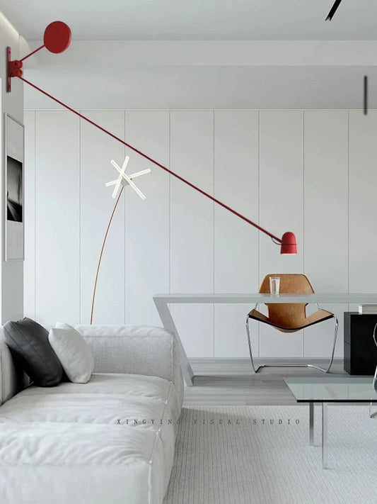 ديكوربايتس™ - مصباح حائط LED قابل للتعديل بذراع متأرجح باللونين الأحمر والأسود - إضاءة عصرية