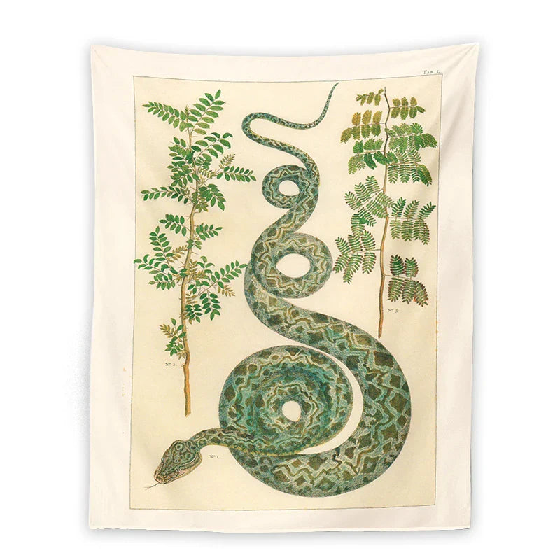 Decobites Celestial Snake Tapestry Wall Hanging - Hippie Botanical Dorm Decor