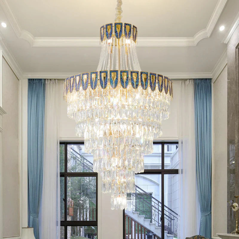 DecorBites™ Crystal Chandelier Art Living Room Lighting for Duplex Buildings and High-End Restaurants