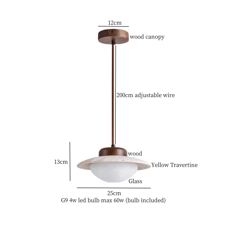 DecorBites™ LED Hanging Lamps Yellow Travertine Pendant Lighting for Bedroom Living Dining Room