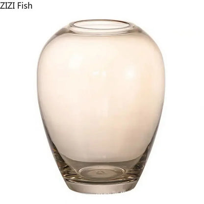 DecorBites™ Amber Glass Vase Transparent Hydroponics Flower Pot Modern Home Decor