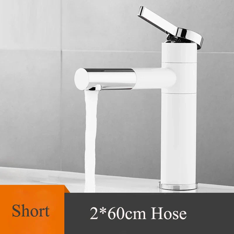 DecorBites™ Black Brass Bathroom Sink Faucet Deck Mounted Vessel Mixer Water Tap