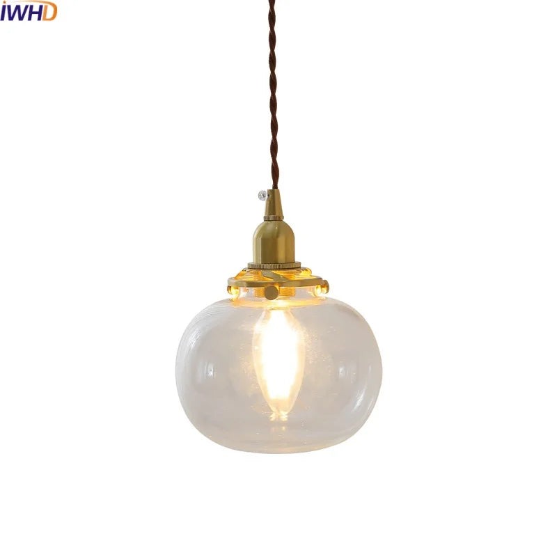 DecorBites™ Clear Glass LED Copper Chandelier Pendant Light for Modern Home Decor.