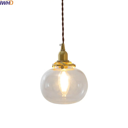 DecorBites™ Clear Glass LED Copper Chandelier Pendant Light for Modern Home Decor.