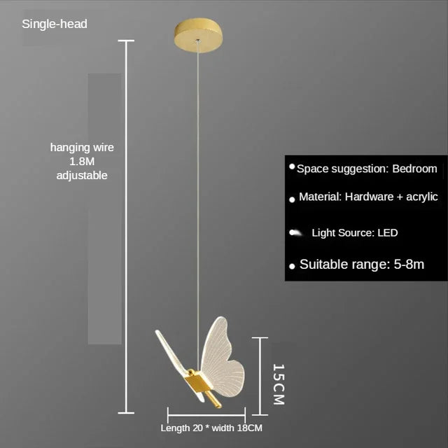 DecorBites™ Butterfly Acrylic Chandelier LED Pendant Lamp for Home Indoor Lighting