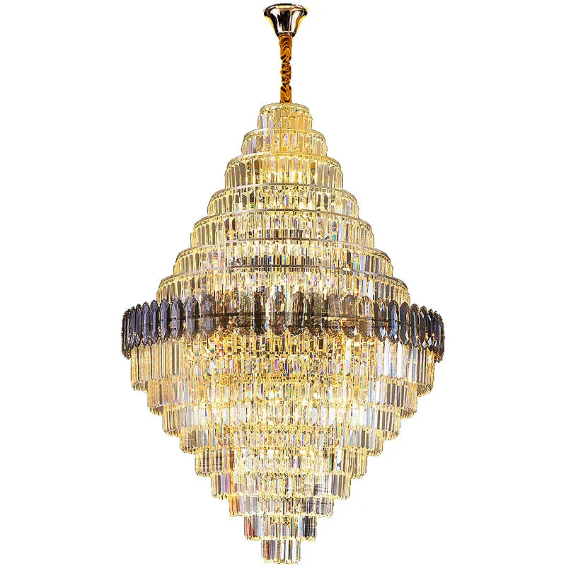 DecorBites™ Crystal Chandelier: Luxe Stairwell Lighting for Penthouse Villa